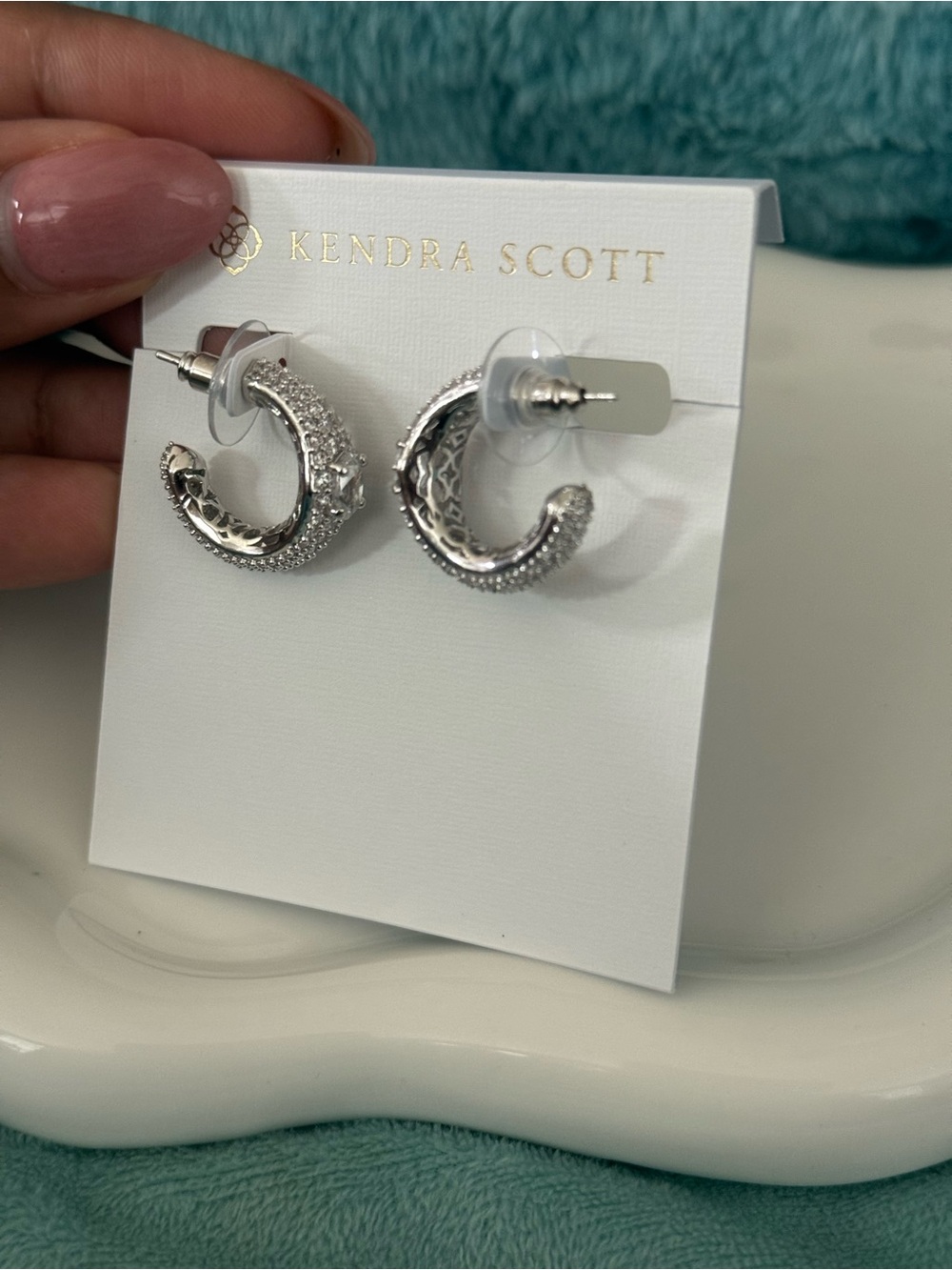 Kendra Scott Bella Hoop Pave Silver Cubic Zirconia Hoop Earrings